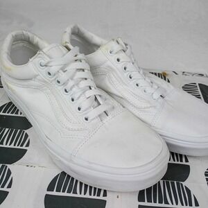 Vans Old Skool Triple White Canvas Low Top Sneakers Mens 7.5 Womens 9.0